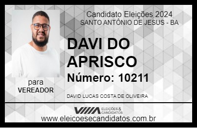 Candidato DAVI DO APRISCO 2024 - SANTO ANTÔNIO DE JESUS - Eleições