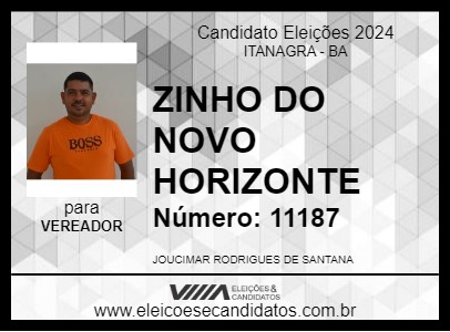 Candidato ZINHO DO NOVO HORIZONTE 2024 - ITANAGRA - Eleições