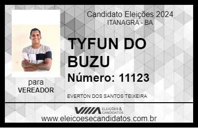 Candidato TYFUN DO BUZU 2024 - ITANAGRA - Eleições