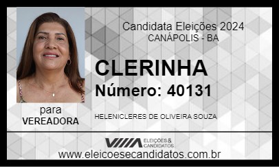 Candidato CLERINHA 2024 - CANÁPOLIS - Eleições