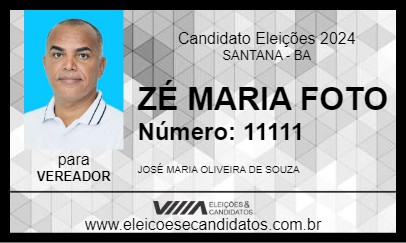 Candidato ZÉ MARIA FOTO 2024 - SANTANA - Eleições