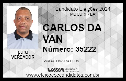 Candidato CARLOS DA VAN 2024 - MUCURI - Eleições