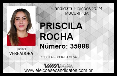 Candidato PRISCILA ROCHA 2024 - MUCURI - Eleições