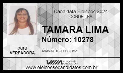 Candidato TAMARA LIMA 2024 - CONDE - Eleições