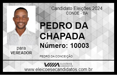 Candidato PEDRO DA CHAPADA 2024 - CONDE - Eleições