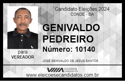 Candidato GENIVALDO PEDREIRO 2024 - CONDE - Eleições