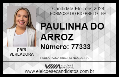 Candidato PAULINHA DO ARROZ 2024 - FORMOSA DO RIO PRETO - Eleições