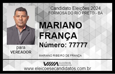 Candidato MARIANO FRANÇA 2024 - FORMOSA DO RIO PRETO - Eleições