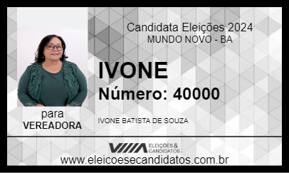 Candidato IVONE 2024 - MUNDO NOVO - Eleições