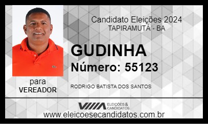 Candidato GUDINHA 2024 - TAPIRAMUTÁ - Eleições