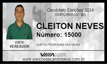 Candidato CLEITON NEVES 2024 - OURIÇANGAS - Eleições