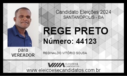 Candidato REGE PRETO 2024 - SANTANÓPOLIS - Eleições