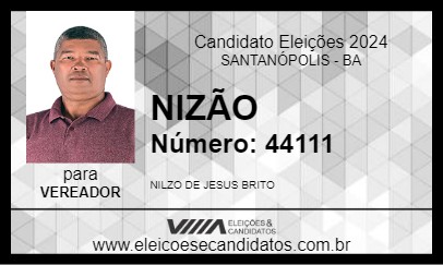 Candidato NIZÃO 2024 - SANTANÓPOLIS - Eleições