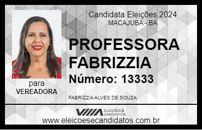 Candidato PROFESSORA FABRIZZIA 2024 - MACAJUBA - Eleições