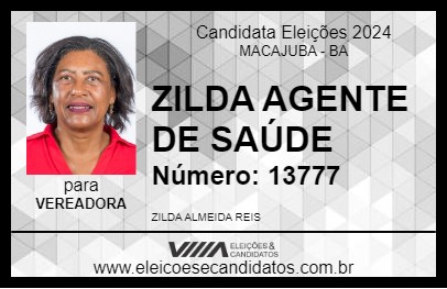 Candidato ZILDA AGENTE DE SAÚDE  2024 - MACAJUBA - Eleições