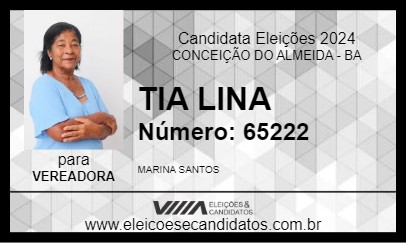 Candidato TIA LINA 2024 - CONCEIÇÃO DO ALMEIDA - Eleições