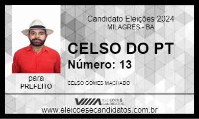 Candidato CELSO DO PT 2024 - MILAGRES - Eleições