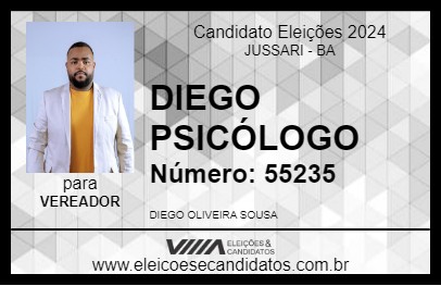 Candidato DIEGO PSICÓLOGO 2024 - JUSSARI - Eleições