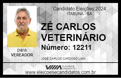 Candidato ZÉ CARLOS VETERINÁRIO 2024 - ITABUNA - Eleições