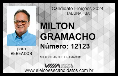 Candidato MILTON GRAMACHO 2024 - ITABUNA - Eleições