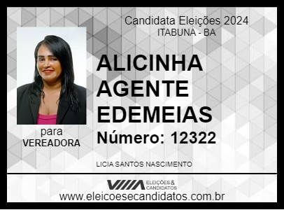 Candidato ALICINHA AGENTE ENDEMIAS 2024 - ITABUNA - Eleições