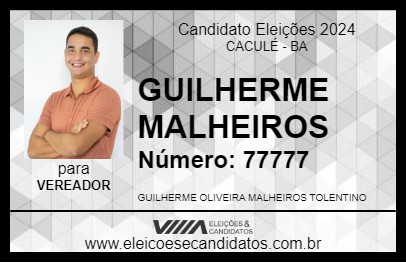 Candidato GUILHERME MALHEIROS 2024 - CACULÉ - Eleições