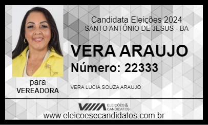 Candidato VERA ARAUJO  2024 - SANTO ANTÔNIO DE JESUS - Eleições