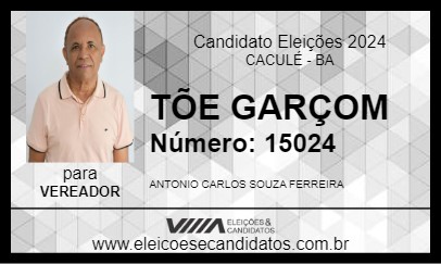 Candidato TÕE GARÇOM 2024 - CACULÉ - Eleições