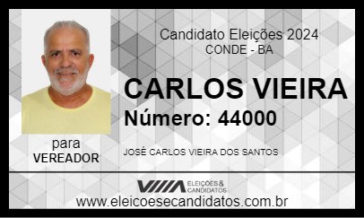 Candidato CARLOS VIEIRA 2024 - CONDE - Eleições