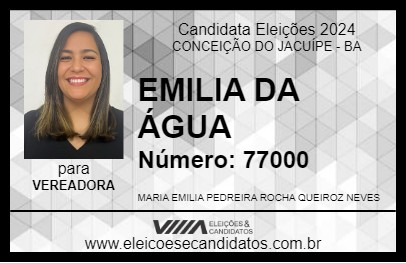 Candidato EMILIA DA ÁGUA 2024 - CONCEIÇÃO DO JACUÍPE - Eleições