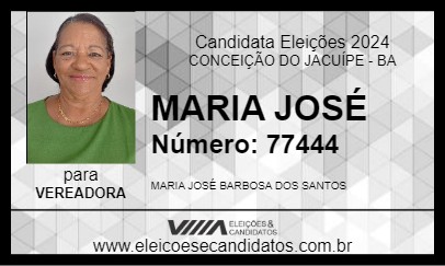 Candidato MARIA JOSÉ 2024 - CONCEIÇÃO DO JACUÍPE - Eleições