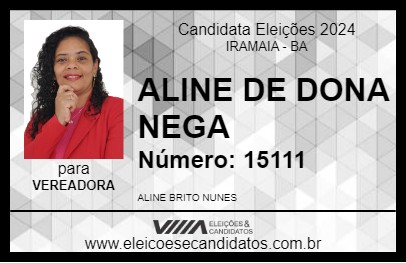 Candidato ALINE DE DONA NEGA 2024 - IRAMAIA - Eleições