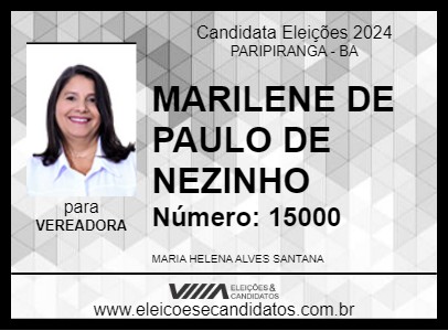 Candidato MARILENE DE PAULO DE NEZINHO 2024 - PARIPIRANGA - Eleições