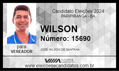 Candidato WILSON 2024 - PARIPIRANGA - Eleições