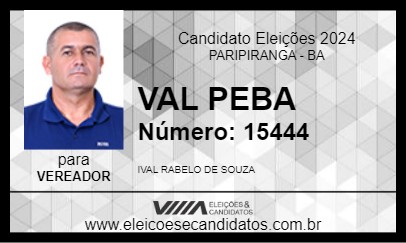 Candidato VAL PEBA 2024 - PARIPIRANGA - Eleições