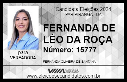 Candidato FERNANDA DE LÉO DA ROÇA 2024 - PARIPIRANGA - Eleições