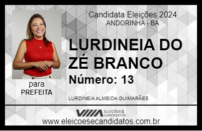 Candidato LURDINEIA DO ZÉ BRANCO 2024 - ANDORINHA - Eleições