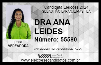 Candidato DRA ANA LEIDES 2024 - SEBASTIÃO LARANJEIRAS - Eleições