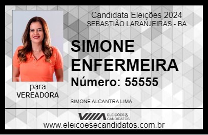 Candidato SIMONE ENFERMEIRA 2024 - SEBASTIÃO LARANJEIRAS - Eleições