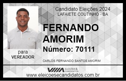 Candidato FERNANDO AMORIM 2024 - LAFAIETE COUTINHO - Eleições