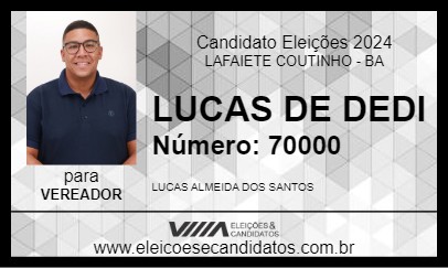 Candidato LUCAS DE DEDI 2024 - LAFAIETE COUTINHO - Eleições