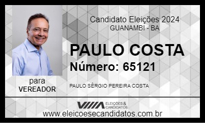 Candidato PAULO COSTA 2024 - GUANAMBI - Eleições