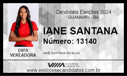 Candidato IANE SANTANA 2024 - GUANAMBI - Eleições