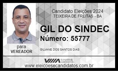 Candidato GIL DO SINDEC 2024 - TEIXEIRA DE FREITAS - Eleições