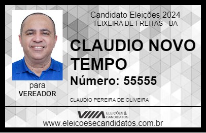 Candidato CLAUDIO NOVO TEMPO 2024 - TEIXEIRA DE FREITAS - Eleições