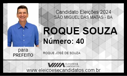 Candidato ROQUE SOUZA 2024 - SÃO MIGUEL DAS MATAS - Eleições