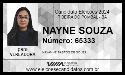 Candidato NAYNE SOUZA 2024 - RIBEIRA DO POMBAL - Eleições