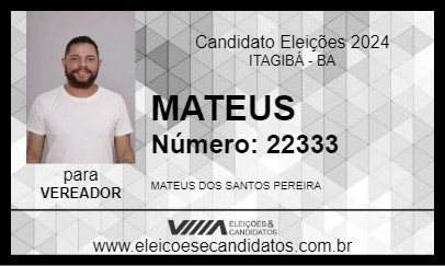 Candidato MATEUS 2024 - ITAGIBÁ - Eleições