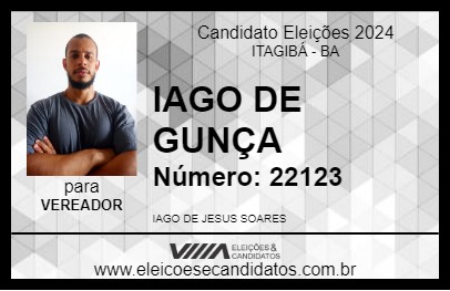 Candidato IAGO DE GUNÇA 2024 - ITAGIBÁ - Eleições