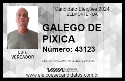 Candidato GALEGO DE PIXICA  2024 - BELMONTE - Eleições